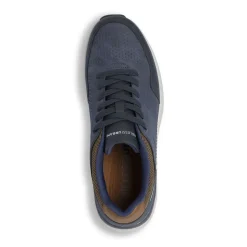 Sneakers da Uomo blu con dettagli marroni e micro-fori Riflessi Urbani