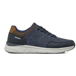 Sneakers da Uomo blu con dettagli marroni e micro-fori Riflessi Urbani