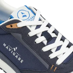 Sneakers da Uomo blu con inserti grigi e dettagli color cuoio Navigare