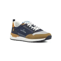Sneakers da Uomo blu con inserti grigi e dettagli color cuoio Navigare