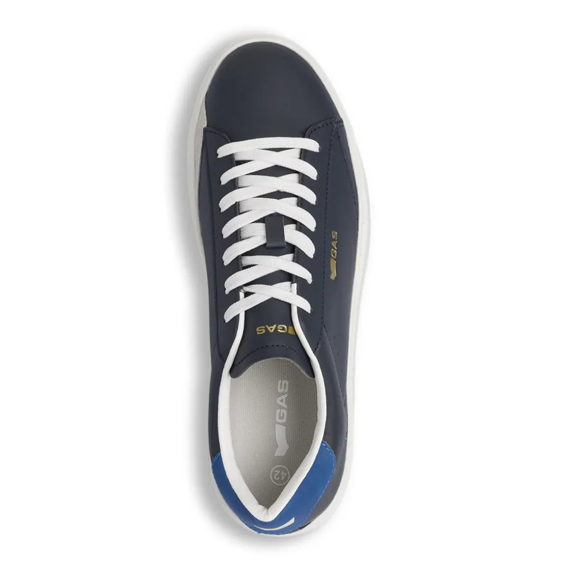 Sneakers da uomo blu con loghi oro Gas