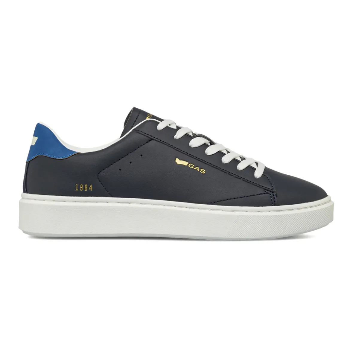Sneakers da uomo blu con loghi oro Gas