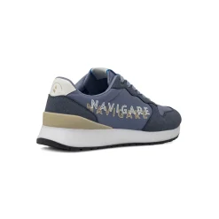 Sneakers da uomo blu e azzurre con maxi logo laterale Navigare