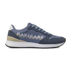 Sneakers da uomo blu e azzurre con maxi logo laterale Navigare