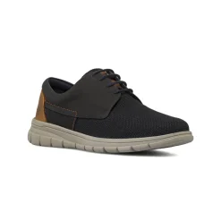 Sneakers da uomo blu in pelle con tomaia in maglia La Cuoieria
