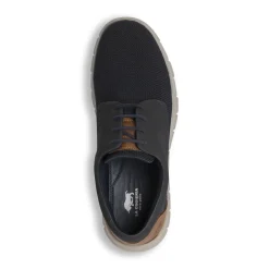 Sneakers da uomo blu in pelle con tomaia in maglia La Cuoieria