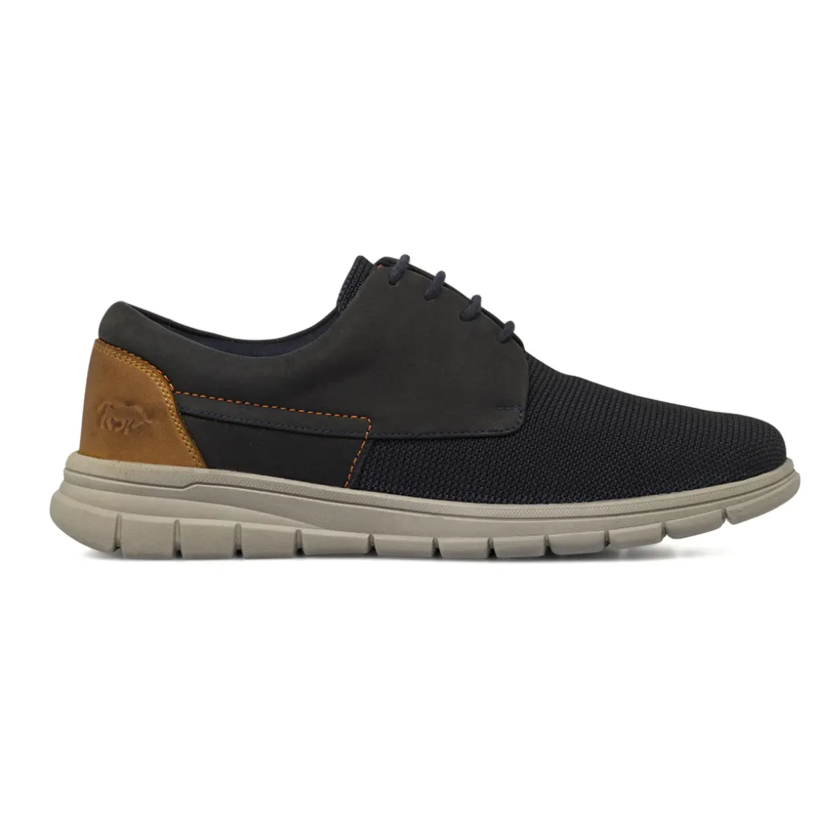 Sneakers da uomo blu in pelle con tomaia in maglia La Cuoieria