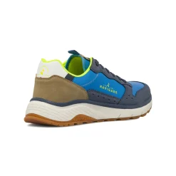 Sneakers da uomo blu in tessuto con dettagli giallo Navigare