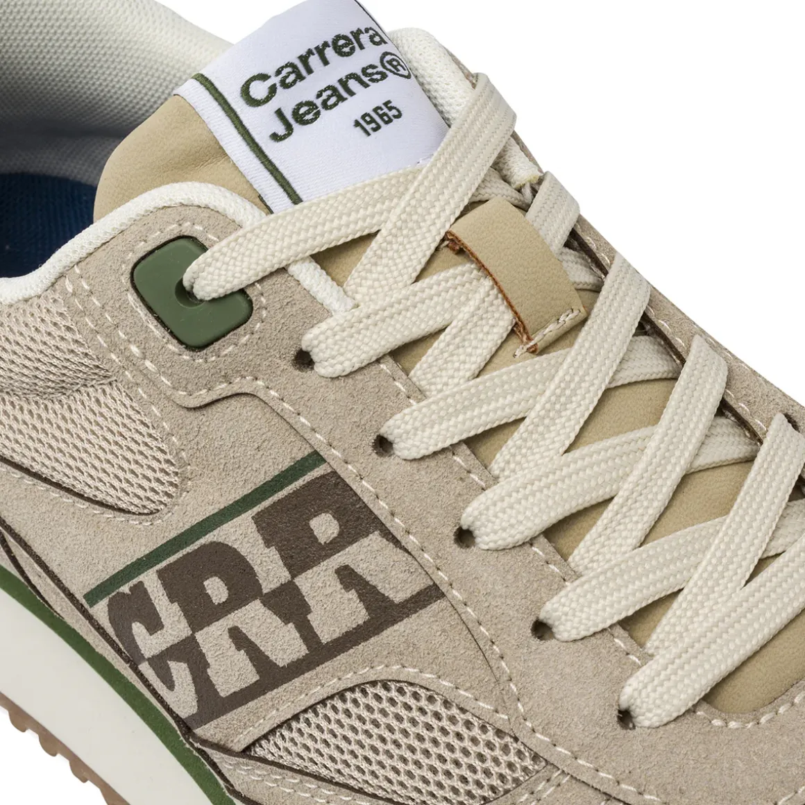 Sneakers da uomo Carrera beige con dettagli effetto suede e logo
