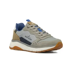 Sneakers da uomo grigie con dettagli blu e beige Navigare