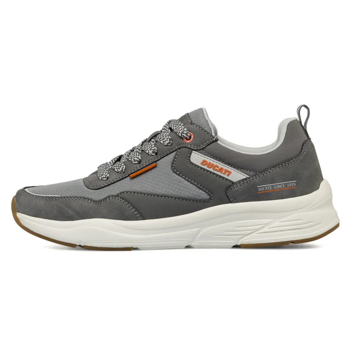 Sneakers da uomo grigie con dettagli arancioni Ducati
