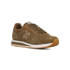 Sneakers da uomo in suede e canvas marroni con dettaglio logo Nautica