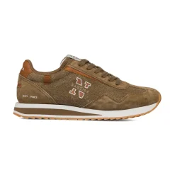 Sneakers da uomo in suede e canvas marroni con dettaglio logo Nautica