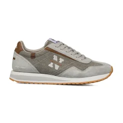 Sneakers da uomo in suede e canvas grigie con dettaglio logo Nautica