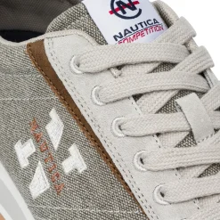 Sneakers da uomo in suede e canvas grigie con dettaglio logo Nautica