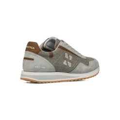Sneakers da uomo in suede e canvas grigie con dettaglio logo Nautica
