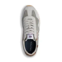 Sneakers da uomo in suede e canvas grigie con dettaglio logo Nautica