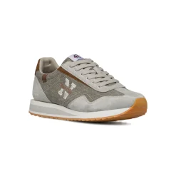 Sneakers da uomo in suede e canvas grigie con dettaglio logo Nautica