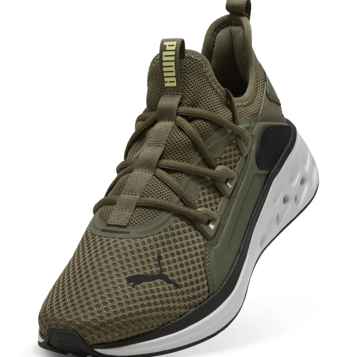 Sneakers da Uomo verdi militare in tessuto con tecnologia Softride Puma