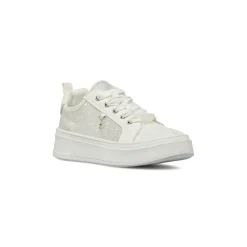 Sneakers Dieci Baci da bambina bianche con pizzo lacci in raso e charm