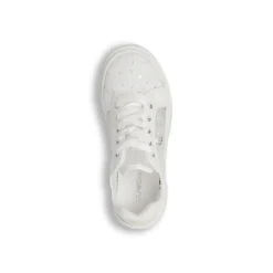 Sneakers Dieci Baci da bambina bianche con pizzo lacci in raso e charm