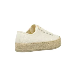 Sneakers donna beige con ricamo floreale e suola in corda Lora Ferres