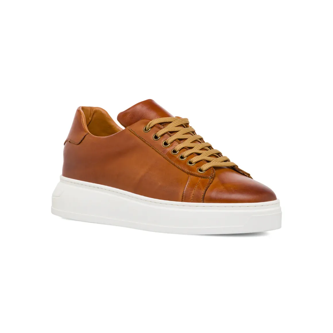 Sneakers eleganti da uomo in pelle marroni Primo Piano