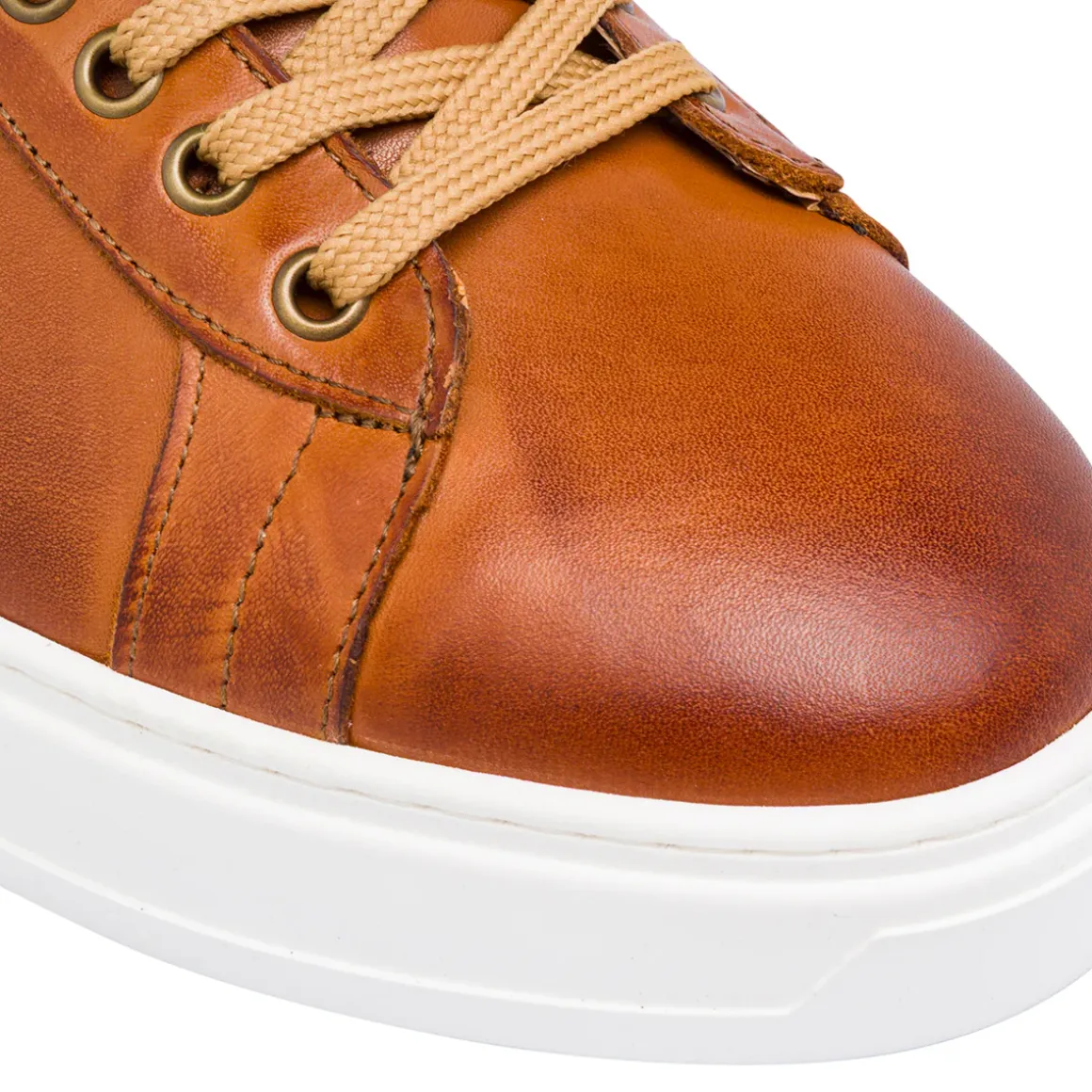 Sneakers eleganti da uomo in pelle marroni Primo Piano