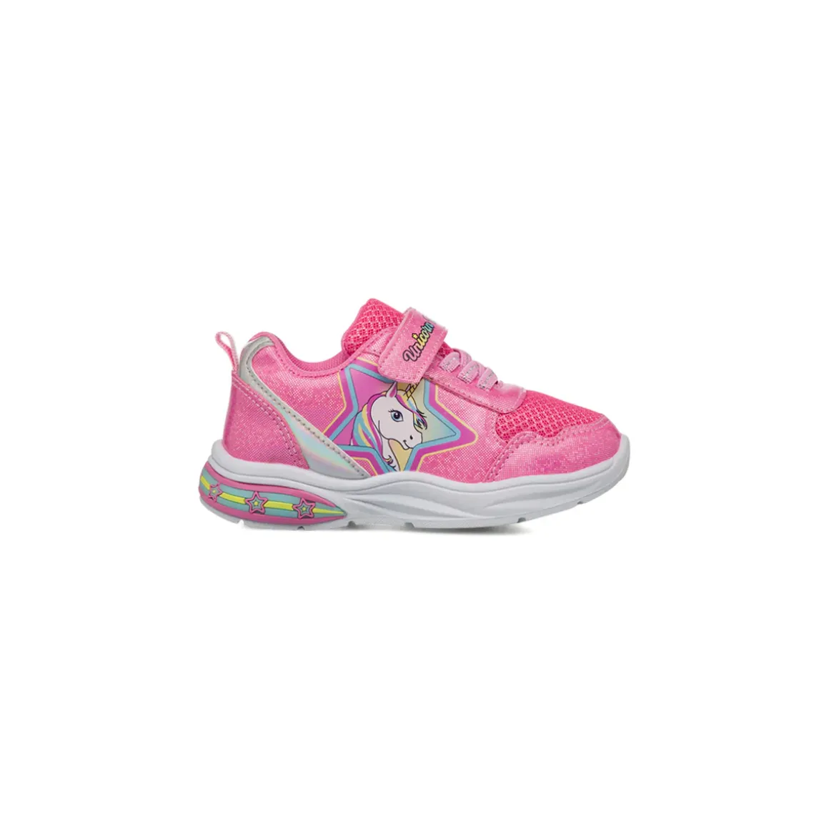 Sneakers fucsia da Bambina con luci e stampa Unicorno