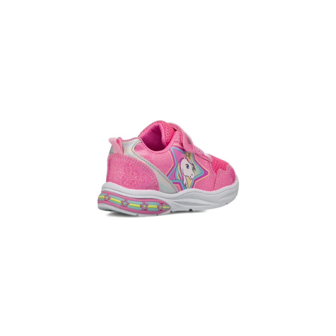 Sneakers fucsia da Bambina con luci e stampa Unicorno