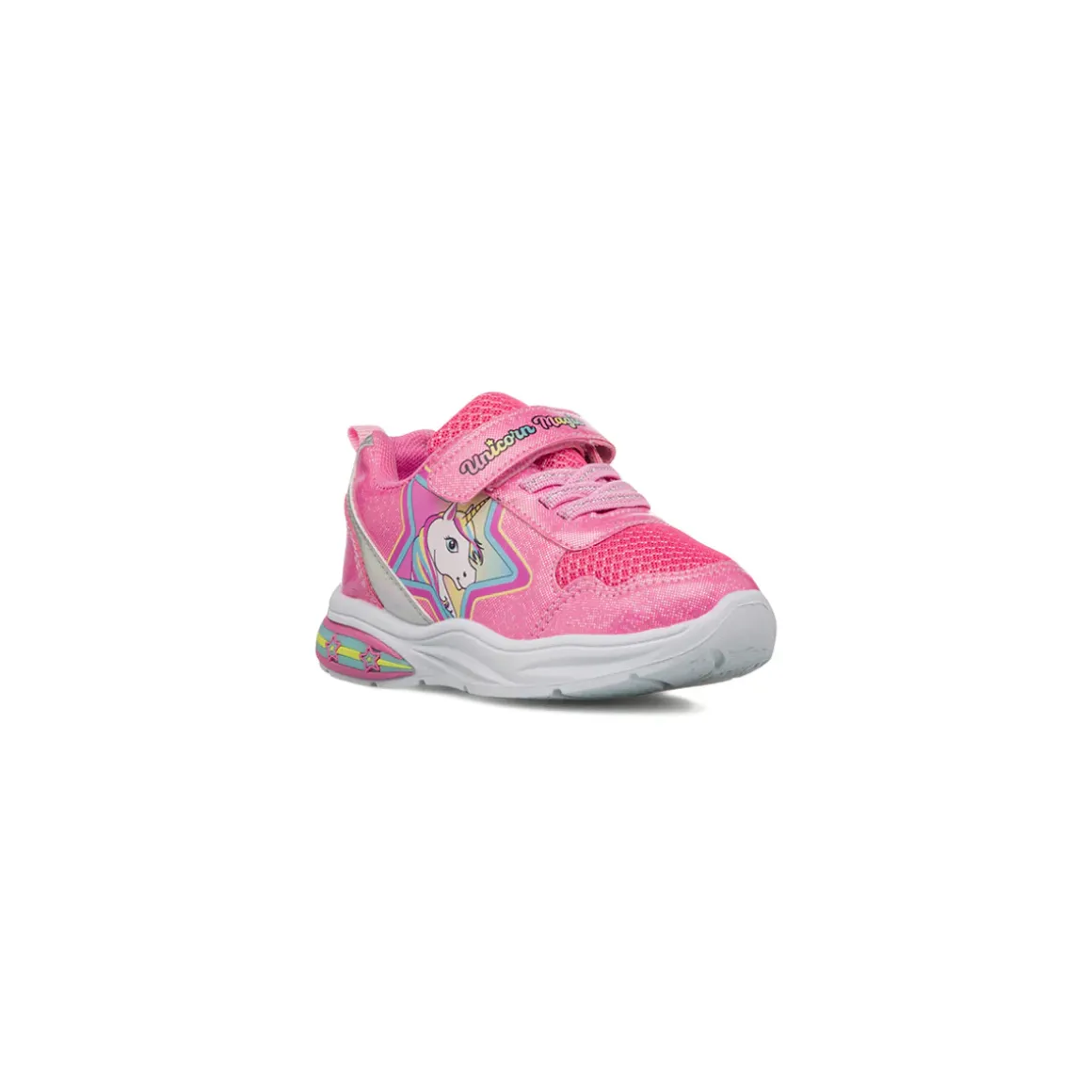 Sneakers fucsia da Bambina con luci e stampa Unicorno
