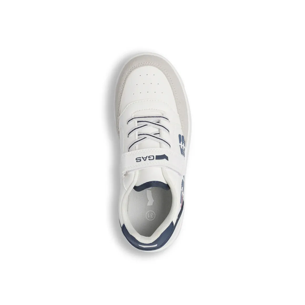 Sneakers Gas da Ragazzo bianche con strappo e dettagli navy
