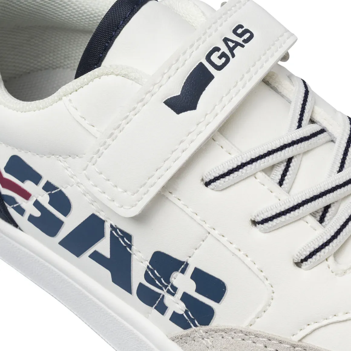 Sneakers Gas da Ragazzo bianche con strappo e dettagli navy