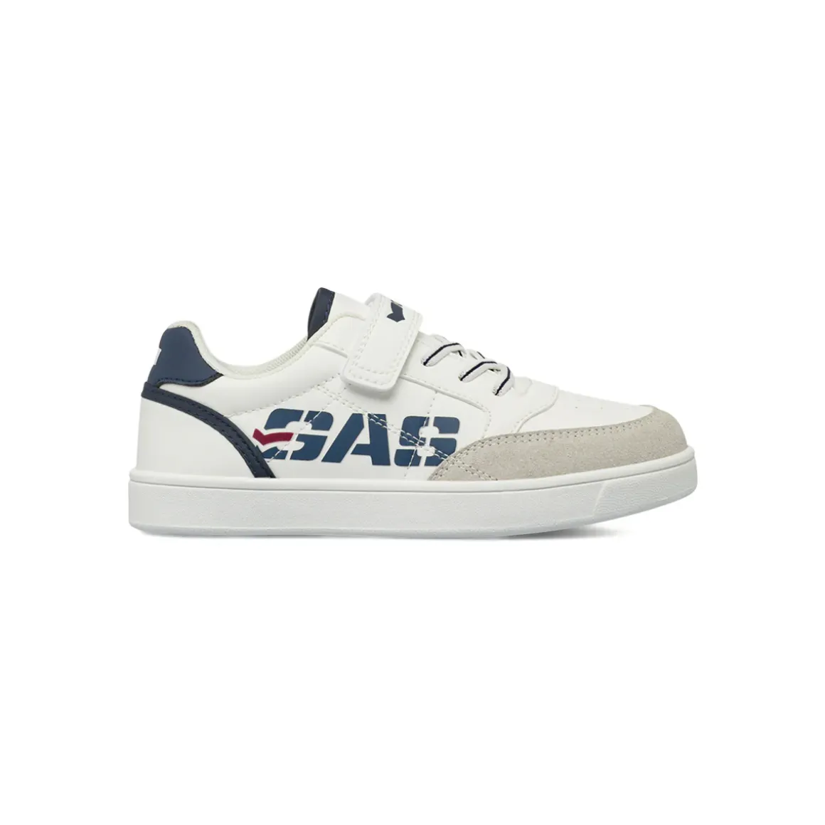 Sneakers Gas da Ragazzo bianche con strappo e dettagli navy