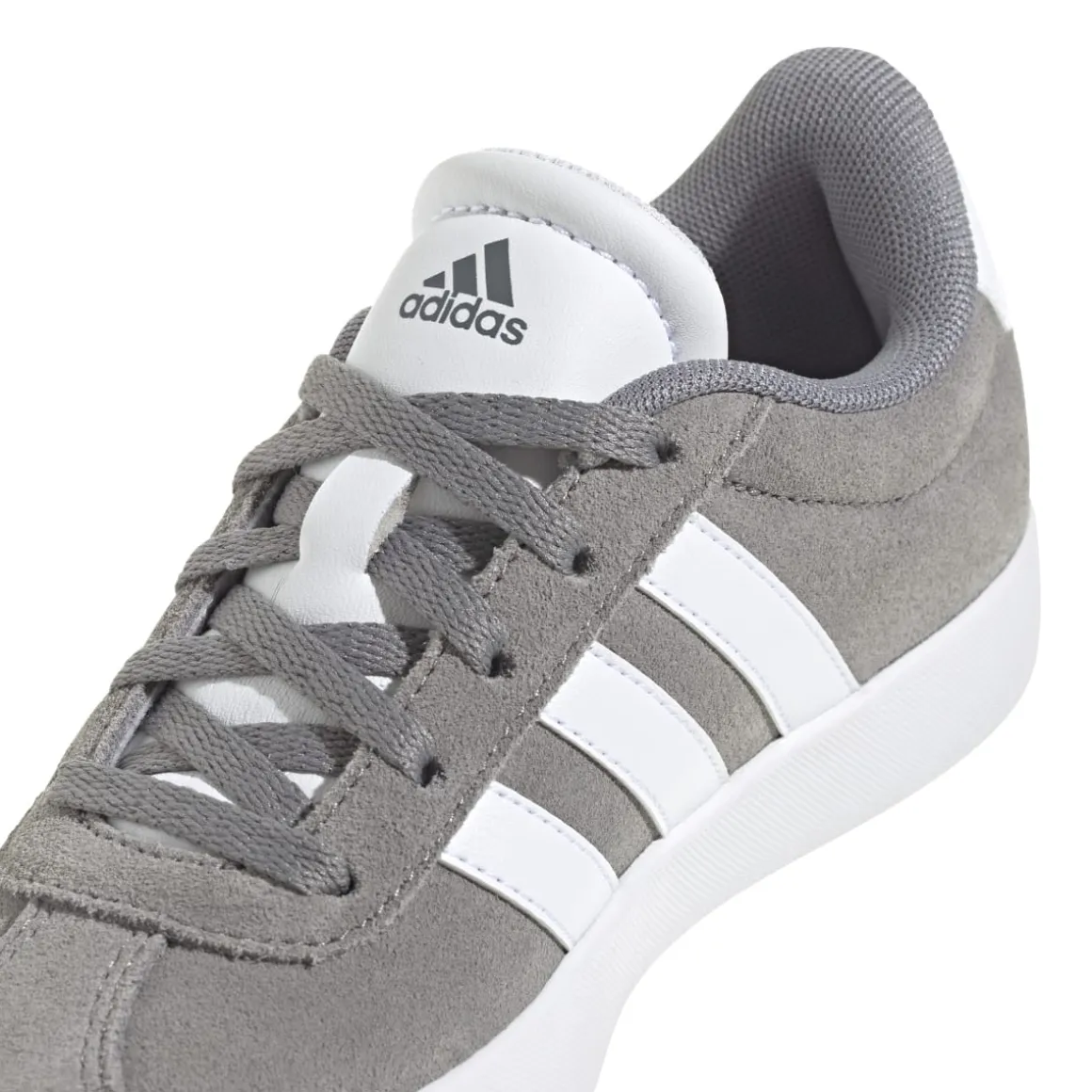 Sneakers grigie da ragazzo con strisce bianche adidas VL Court 3.0 K