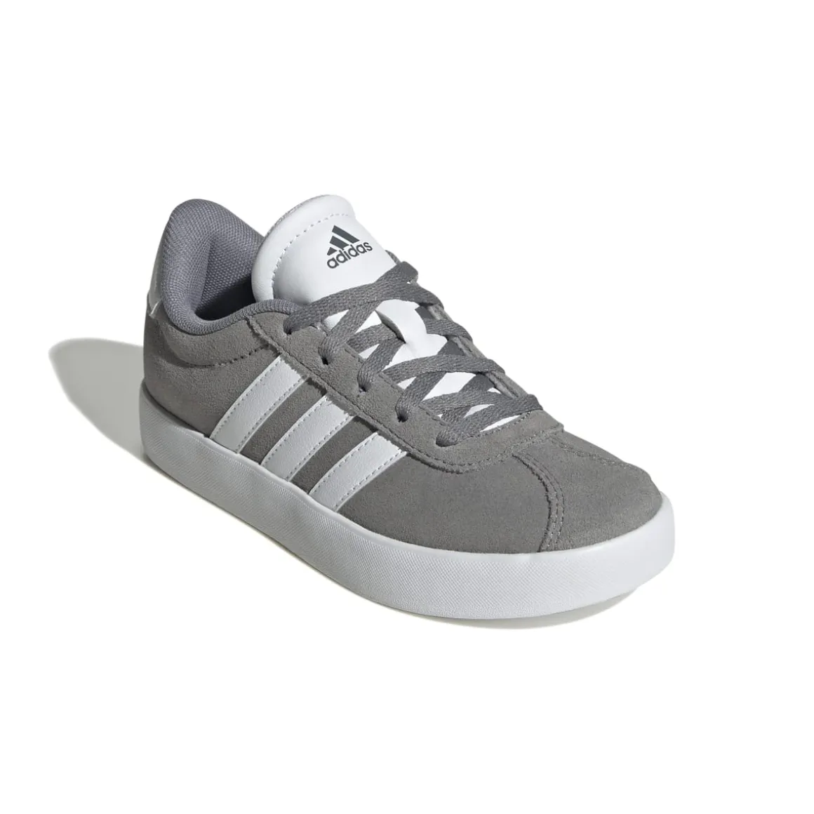 Sneakers grigie da ragazzo con strisce bianche adidas VL Court 3.0 K