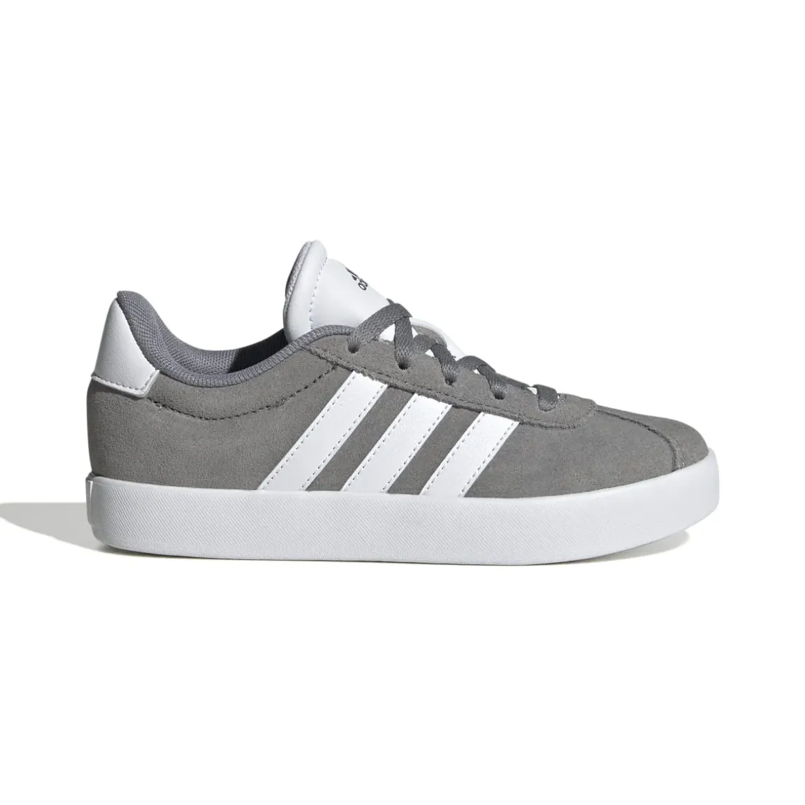 Sneakers grigie da ragazzo con strisce bianche adidas VL Court 3.0 K