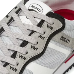 Sneakers grigie da Uomo con dettagli rossi e neri Ducati