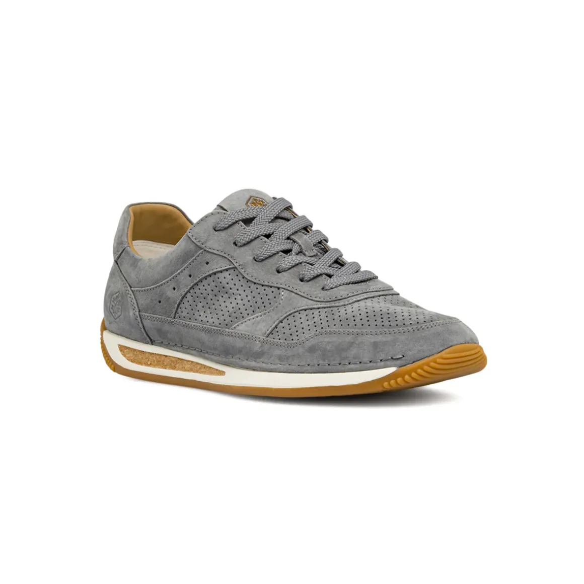Sneakers grigie da Uomo in pelle scamosciata traforata con logo Lumberjack