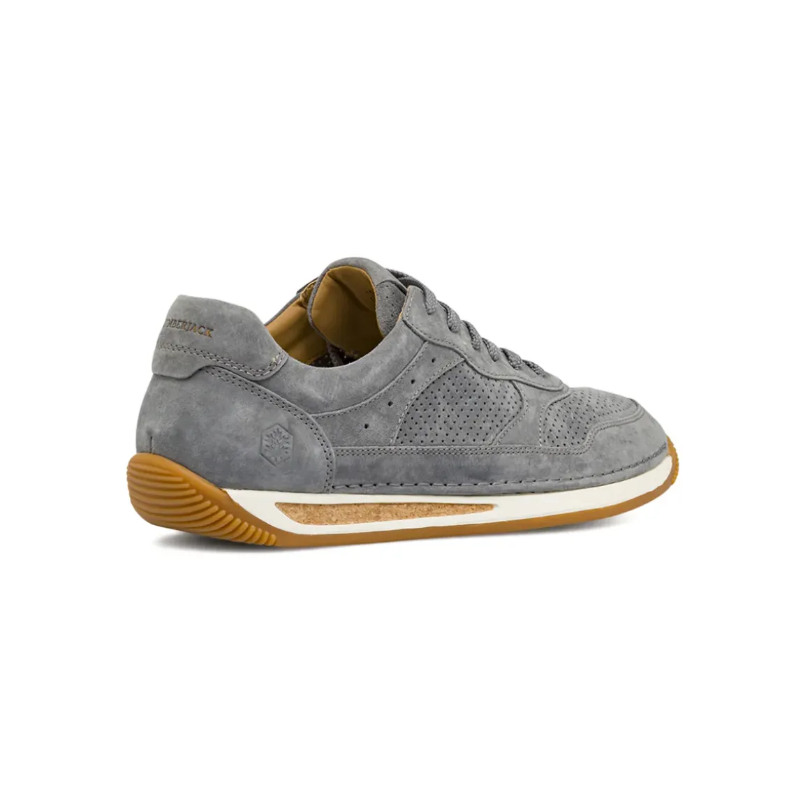Sneakers grigie da Uomo in pelle scamosciata traforata con logo Lumberjack