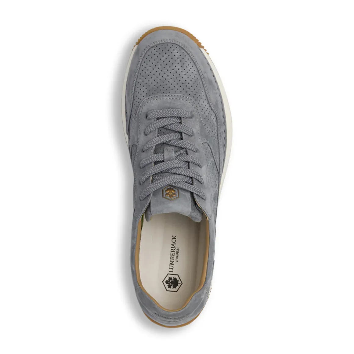 Sneakers grigie da Uomo in pelle scamosciata traforata con logo Lumberjack