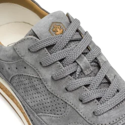 Sneakers grigie da Uomo in pelle scamosciata traforata con logo Lumberjack