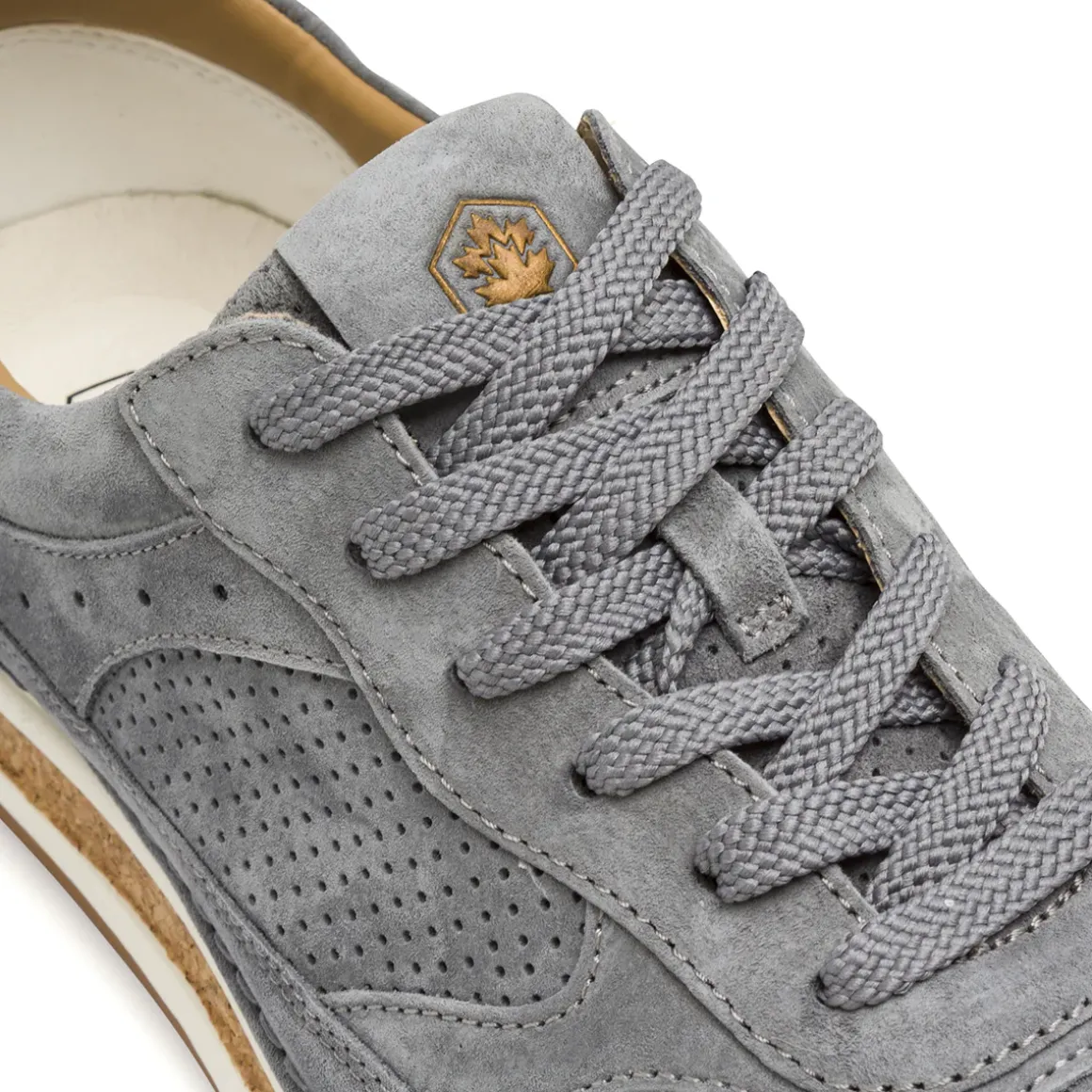 Sneakers grigie da Uomo in pelle scamosciata traforata con logo Lumberjack