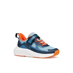 Sneakers in mesh blu e arancione da Bambino con suola traspirante Geox