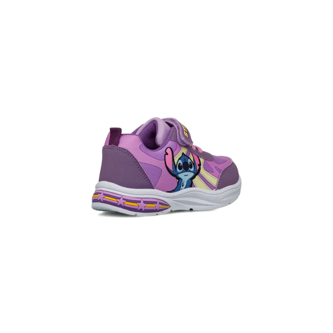 Sneakers lilla da Bambina con luci nella suola e stampa Stitch