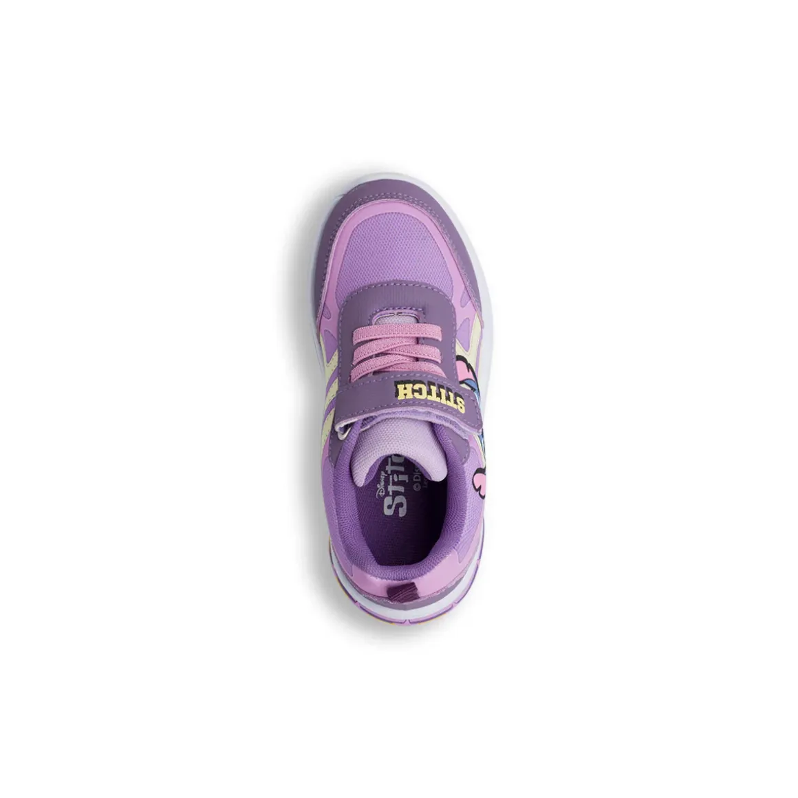 Sneakers lilla da Bambina con luci nella suola e stampa Stitch