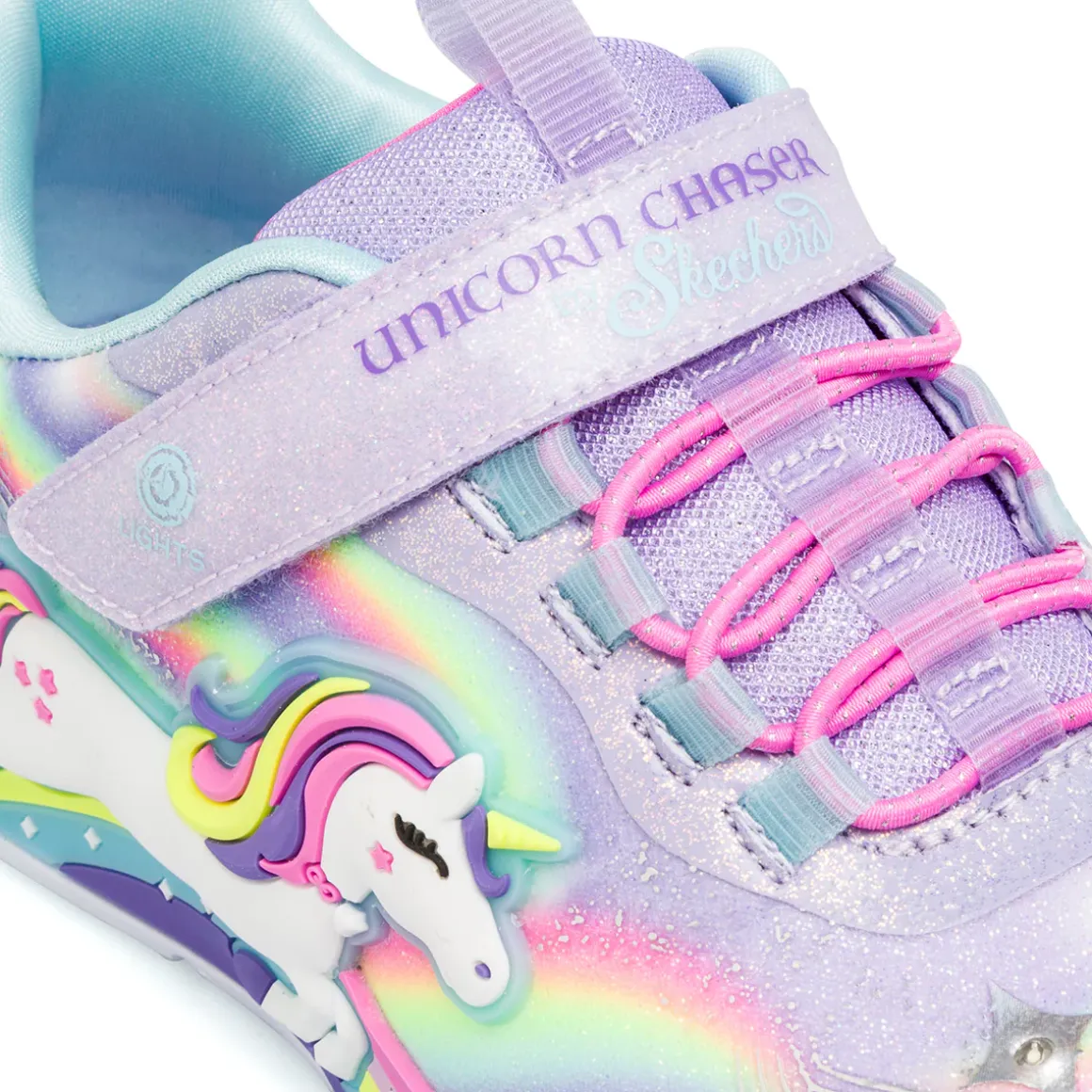 Sneakers lilla da ragazza con glitter e luci Skechers Unicorn