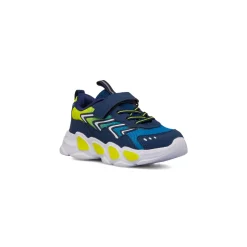Sneakers navy da Bambino con dettagli fluo e strappo Space Boy