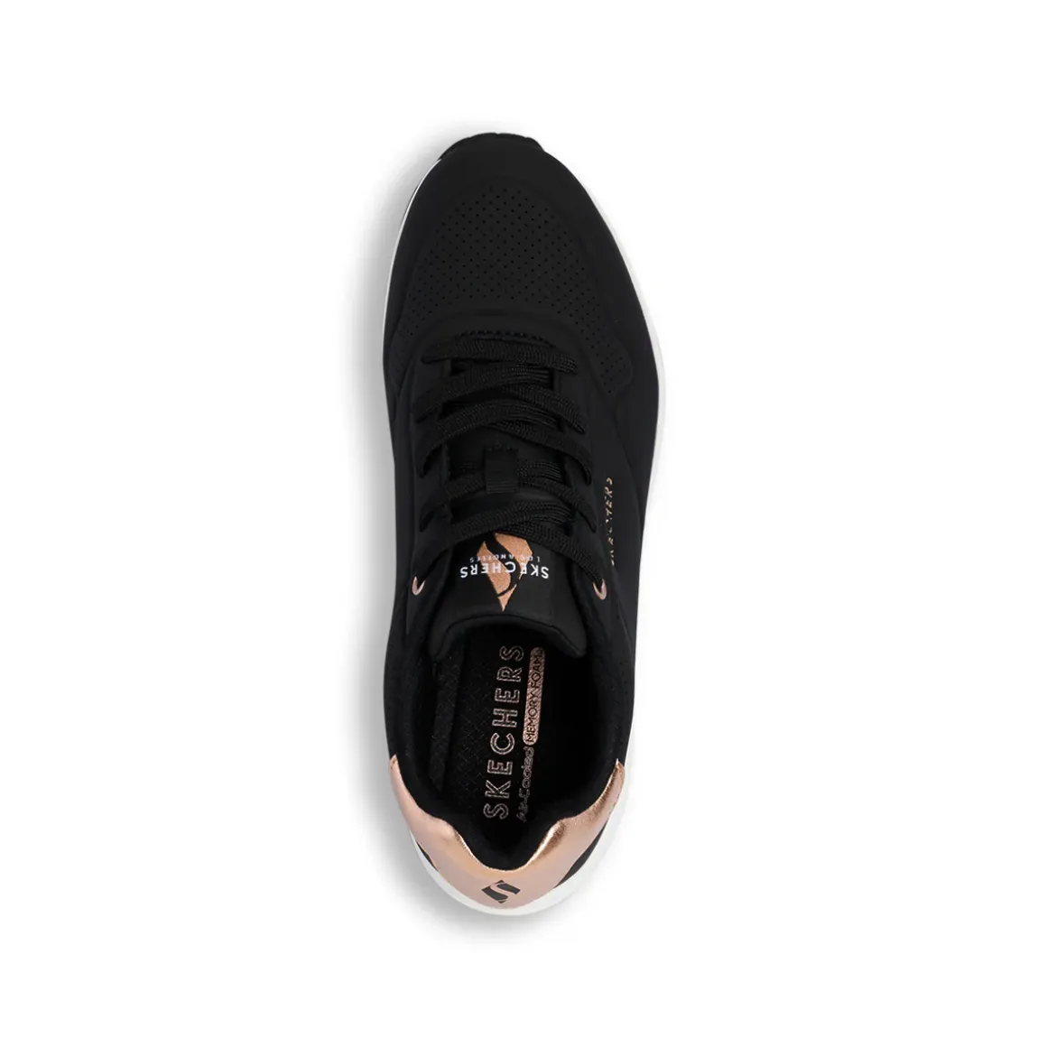 Sneakers nere da Donna con dettagli oro rosa Skechers UNO