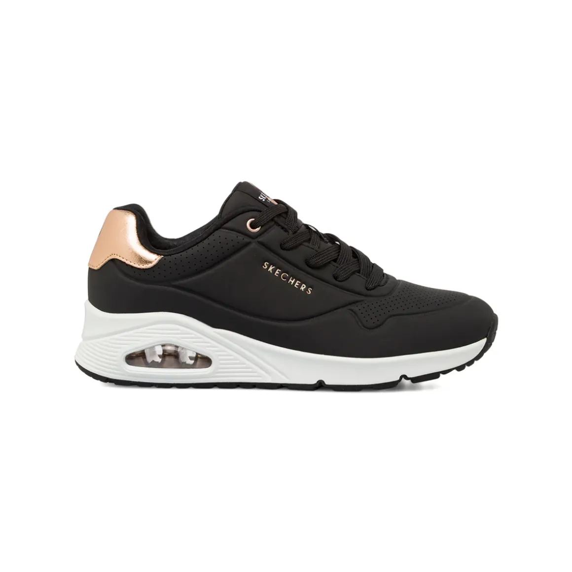 Sneakers nere da Donna con dettagli oro rosa Skechers UNO